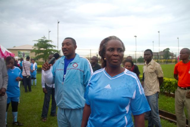 Wives of Delta State Leaders in a football match for Breast Cancer Awareness Campaign