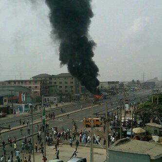One dead, two BRT buses burnt, as LASTMA and Okada riders clash in Lagos