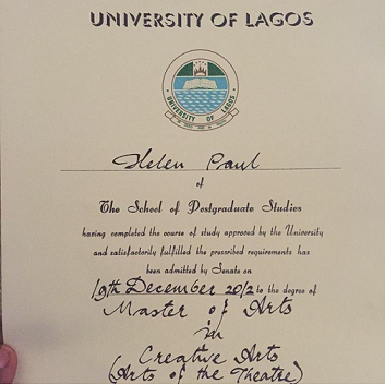 Helen Paul Gets 2nd Masters Certificate After 3years
