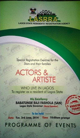Lagos Govt. Lures Showbiz Stars For Residents Registration Exercise