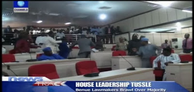“National Disgrace”; Watch Video Of Benue Legislators Exchanging Blows Over House Leadership