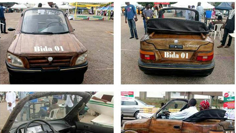 Finally, Isa Aliyu Drives his Wooden Car for 3hrs to Abuja