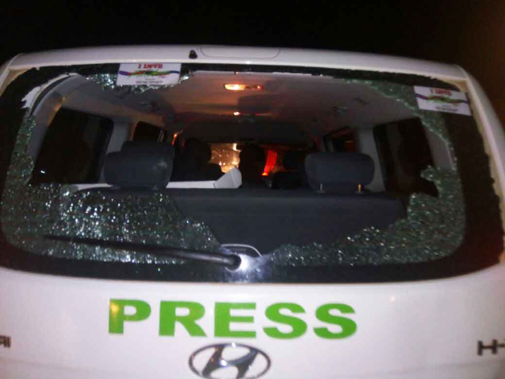 Exclusive Pictures, Ayefeles Car Damaged By Hoodlums In Ado Ekiti