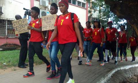 Black Queens of Ghana  Emulates Super Falcon in Protesting for Payment–Photos
