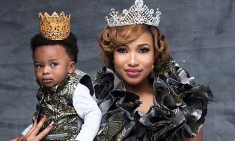 Tonto Dike in Epic Pose With Son as He Clocks One