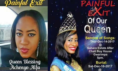 Tears and Sorrow as Nigeria Beauty Queen, Blessing Alfa Set For Burial (Photos)