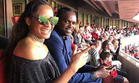 Kanu Nwankwo And Wife Spotted At Wenger’s Farewell Match