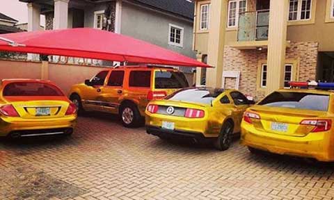 Kcee Shows Off All His Golden Cars