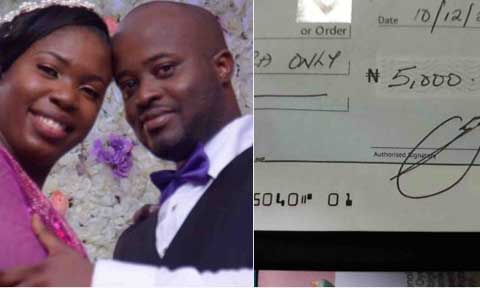Like Seriously? Nigerian Musician, Slapped With A Dud Cheque As Wedding Gift (Photos)