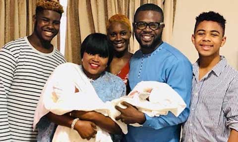 Funke Akindele and Hubby Share Photos of Their Twins