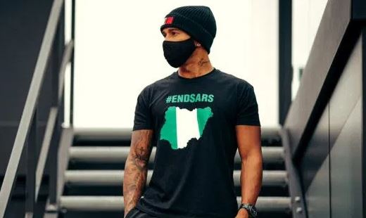 #EndSARS: Lewis Hamilton Donned T-shirt Protesting Against Police Violence In Nigeria